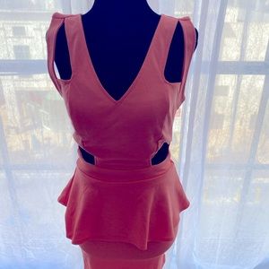 Coral peplum dress